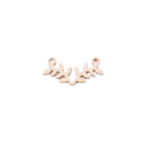 Mirror polished gold stainless steel leaf connector with double holes for DIY jewelry