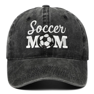 Soccer Mom Embroidered Baseball Cap Washed Cotton Vintage Distressed Adjustable Sun Hat For Women Sporty Retro