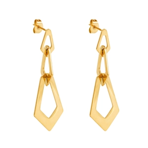 Minimalist 18K gold plated stainless steel triple irregular geometric dangle earrings