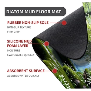 Detail view of diatomaceous earth bath mat with non-slip rubber base and absorbent layers