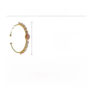 Detail view of gold zircon bracelet with dimensions, 6.2cm diameter and VCopper material