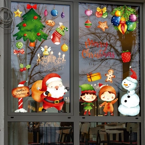 Stickers de fenêtre de Noël avec Père Noël, bonhomme de neige et décorations de fête