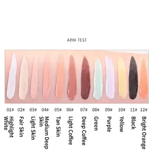 12-color full coverage concealer palette for dark circles and skin contouring arm swatches