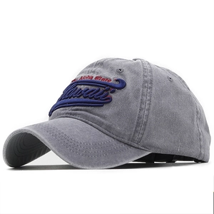 Gray washed cotton baseball cap featuring 3D Hawaii and The Aloha State embroidery