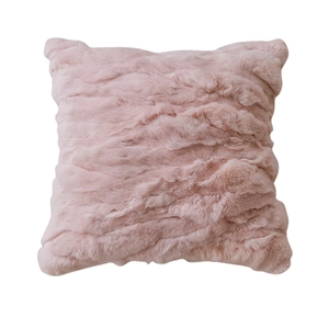 Pink plush flower throw pillow cover with minimalist French aesthetic for living room decor