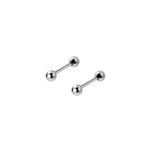 Boucles d'oreilles boules en argent sterling S925 minimalistes avec perles rondes polies et haltère