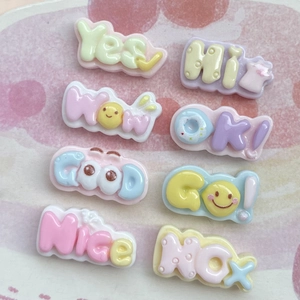 Mini colorful resin DIY charms with English words for phone cases and shoe accessories