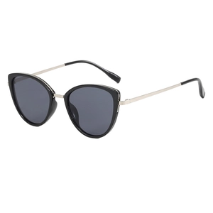 Modern cat-eye sunglasses with black frames and metallic temples for a stylish look