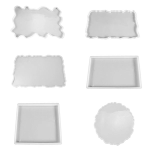 6-piece set of irregular rectangle and round resin molds for DIY silicone coasters