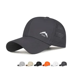 Quick-Dry Breathable Baseball Cap Laser Perforated Mountain Logo Sport Adjustable Sun Protection Polyester Hat