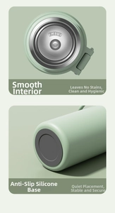 Detail of SUS 316 food-grade stainless steel interior and non-slip silicone base pad