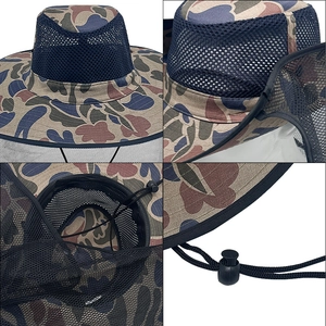 Men's outdoor camo sun hat with breathable mesh and protective mosquito head net