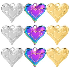 Stainless Steel Heart Pendant Necklace For Women DIY Jewelry Accessories Vacuum Electroplated Gold Silver Rainbow Heart Necklace