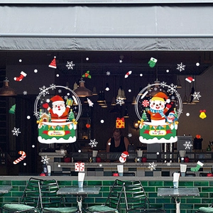 Stickers de Noël pour fenêtres avec Père Noël et bonhomme de neige pour décor vitres
