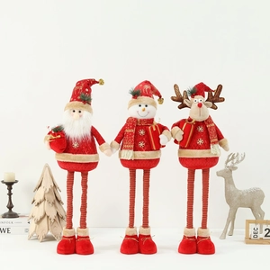 Plush Christmas dolls set featuring Santa, Snowman and Reindeer with long legs decor
