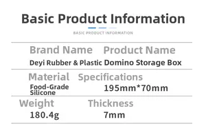 Silicone mold for domino storage box with 195mm by 70mm size and 7mm thickness