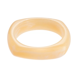 Minimalist geometric square acrylic bangle with light yellow marble texture on white background