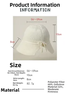 Detailed size specifications for the breathable bow fisherman hat showing dimensions and material