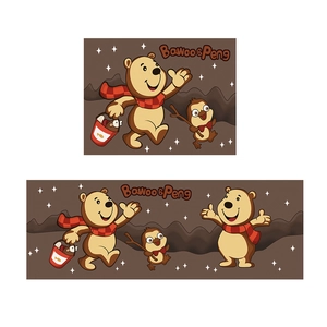 Cartoon bear and penguin crystal velvet kitchen mat for cozy home floor decoration