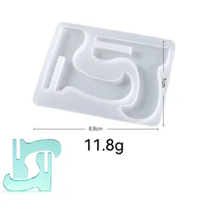 Macro view of S-shaped resin silicone mold with dimensions and weight specs
