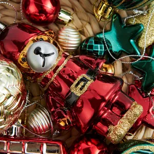 70pcs Christmas ball house set with bear pendant and glitter stars for tree decoration