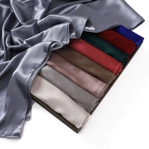 Set of premium solid color satin scarves in various elegant shades for women