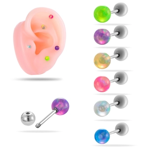 Titanium steel jelly opal ear studs in multiple colors showing a 4mm ball screw design