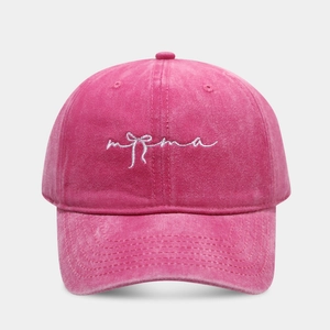 Berretto da baseball in cotone lavato rosa con ricamo mama e fiocco per le donne