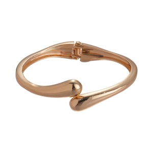 Polished gold irregular waterdrop cuff bracelet with spring hinge for women
