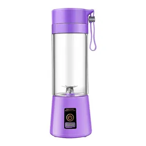 Portable purple electric mini blender with 6-blade stainless steel cutter for fresh juice