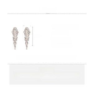 Detailed size chart for rhinestone leaf tassel earrings with 7.3cm height and 2.3cm width