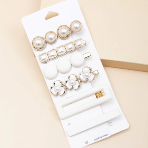 Fermagli Per Capelli Eleganti Con Lega Finta Perla Artificial Resina Fiore Scacchiera Stile Geometrico Minimalista Per Donne Ragazze