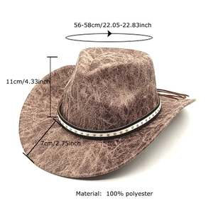 Cappello da cowboy marrone con borchie a stella, effetto pelle, taglia 56-58cm