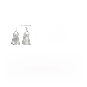 Detailed product specs of silver tassel earrings with alloy material and size parameters