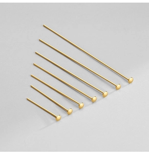 Flat head pins in seven lengths with golden finish for jewelry DIY making crafts