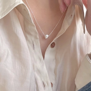 Minimalist 925 sterling silver round bead pendant necklace on a delicate chain for women