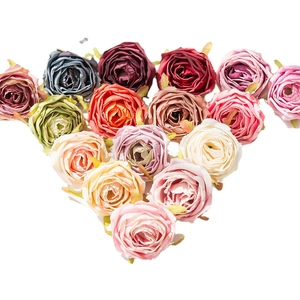 Large rolled edge artificial rose heads in multiple colors for DIY wedding decoration