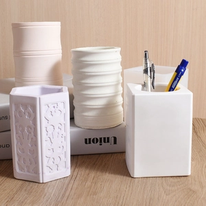 DIY silicone mold for hexagonal cylinder storage box and relief patterned pen holders