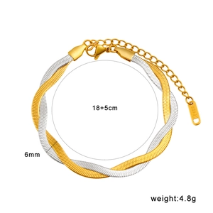 Two-tone gold and silver layered snake chain necklace with lobster clasp and adjustable link