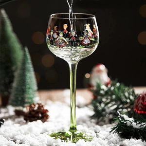 Alsace Figurine Wine Glass Glass Retro Luxury Champagne Cocktail Cup Colored Stem Folk Art Style Drinkware