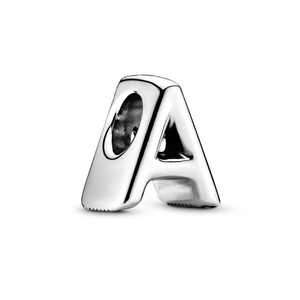 Polished silver alphabet A bead charm in stainless steel for DIY jewelry bracelets