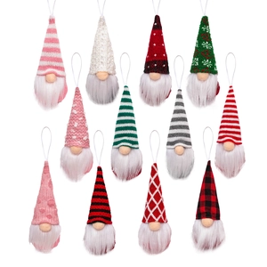 Christmas Gnome Ornaments Knitted Plush Tomte Hanging Faceless Doll Xmas Tree Decorations Nordic Forest Style
