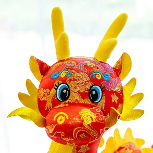 Peluche di drago cinese tradizionale in raso rosso per il capodanno cinese regalo