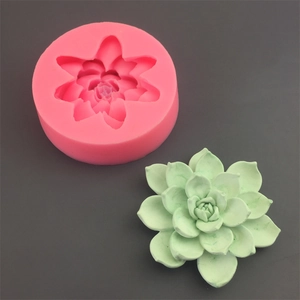 Stampo in silicone a loto rosa con scultura di fiori succulenti in resina verde chiaro