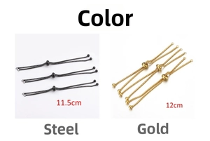 Detail of adjustable 18k gold plated stainless steel slider chains for jewelry making