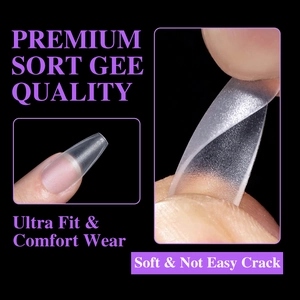 Flexible ultra-thin matte full cover nail tips showing soft non-cracking quality