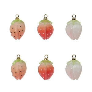 DIY strawberry charms in pink, red, and white for handmade jewelry and earring accessories