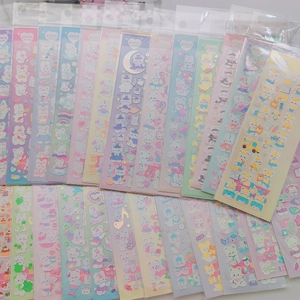 Cartoon Animal Stickers Cute Bear Rabbit Laser Holographic Silver Foil Journal Scrapbooking DIY Decor Korean Ins Style