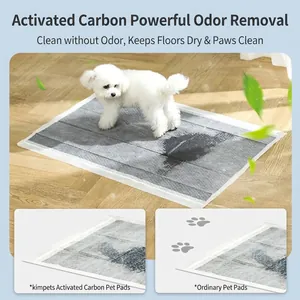 Absorbent charcoal pet training pads for dogs with thick carbon fiber deodorizing layers