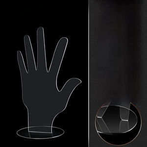 Transparent acrylic hand jewelry display stand for bracelets with round base